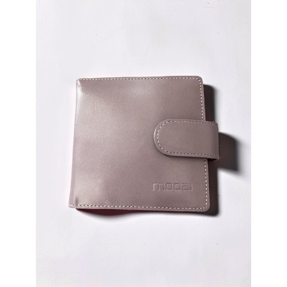 Moda Spana Pink Mauve Leather Side Snap Card Holder 3.75x3.75 NEW